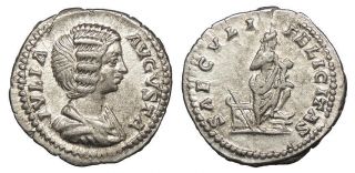 Roman Imperial Julia Domna,  Wife Of Septimius Severus Ar Denarius 193 - 211 A.  D.  E