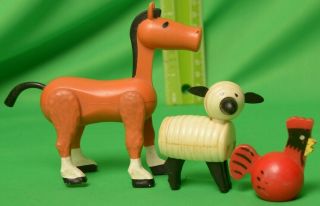Vintage Fisher Price Farm Animals Horse Sheep Rooster