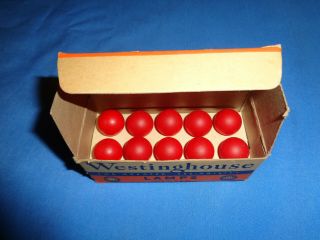 Vintage Box Of 10 Westinghouse 1455 Red Toy Train Lamp Bulbs.