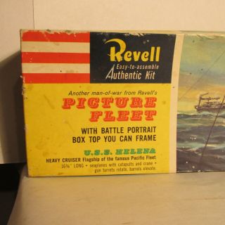USS HELENA REVELL PICTURE FLEET BOX,  INSTRUCTIONS,  DECALS,  1959 2