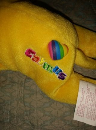 Lisa Frank Caymus Yellow Dog Plush Beanie Toy 1998 90s 3