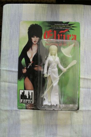 Rare 1998 Figures Toy Co.  Glow - In - The - Dark Elvira Figure With Broom And Hat
