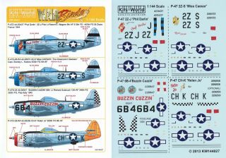 Kits World Decals 1/144 P - 47d Thunderbolt 346th Fs 350th 358th 405th Fg (usaaf)