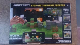 Nib Mattel Minecraft Stop - Motion Movie Creator Kit W/ 2 Exclusive Figures