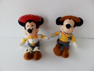 Disney Store Toy Story Mickey & Minnie Woody & Jessie 8 " Stuffed Plush