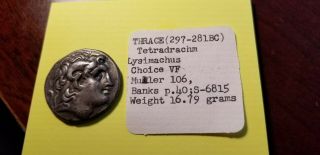 Thrace,  Lysimachus,  Ar Tetradrachm,  297 - 281 Bc Alexander Iii / Athena