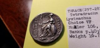 Thrace,  Lysimachus,  AR Tetradrachm,  297 - 281 BC Alexander III / Athena 3