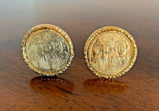 Cufflinks W/ Byzantine Gold Solidus Coins Constans Ii 641 - 668 Ad Constantinople