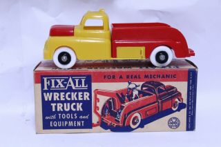 Fantastic Vintage Plastic Marx Fix All Wrecker Tow Truck W/ Accessories And Box