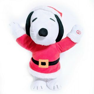Gemmy Peanuts Animated Plush Dancing Snoopy In Santa Suit Christmas 9.  5 " Tall