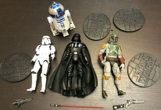 Star Wars Disney Elite Figures Darth Vader Boba Fett Stormtrooper R2 - D2 Complete