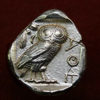 Owl Athena Silver Tetradrachm Attica Athena Rare Ancient Greek Coin Ms/au