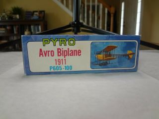 VINTAGE PYRO AVRO BIPLANE 1911 MODEL AIRPLANE KIT P605 - 100 / NIB ON SPRUES / r/c 3
