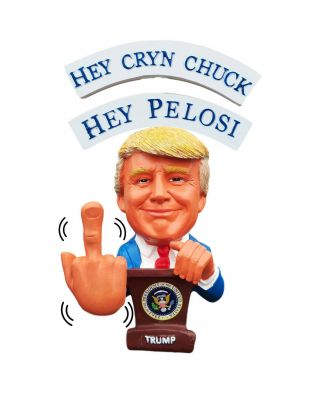 Funny Donald Trump F K U Pelosi / Cryn Chuck Bobble Finger Bobblehead 2020