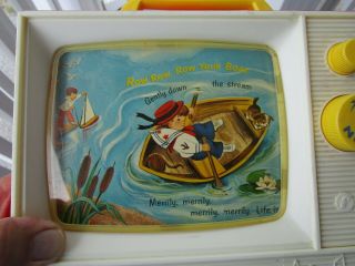 Vintage 1966 Fisher Price Music Box Two Tune TV London Bridge &Row Your Boat 2