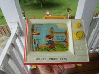 Vintage 1966 Fisher Price Music Box Two Tune TV London Bridge &Row Your Boat 3