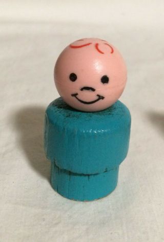 Fisher Price Little People Vintage Whoops Wood Turquoise Boy Red Hair Rare