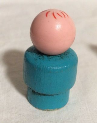 Fisher Price Little People Vintage Whoops Wood TURQUOISE BOY Red Hair Rare 2