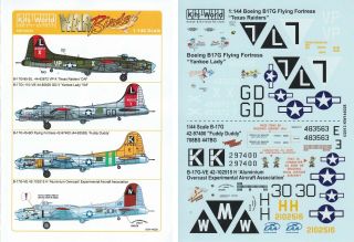 Kits World Decals 1/144 B - 17g Flying Fortress 381st 447th Bg (usaaf/caf/yaf/eaa)