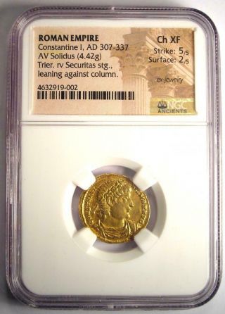 Roman Constantine I AV Solidus Gold Coin (307 - 337 AD) - Certified NGC Choice XF 2