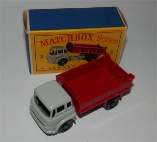 1960s.  Matchbox.  Lesney.  3 Bedford Tipper Truck,  Bpw.  Red And Grey.