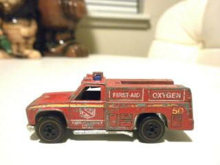 Vintage 1974 Mattel,  Inc.  Hot Wheels Redline Emergency Unit Hk Base