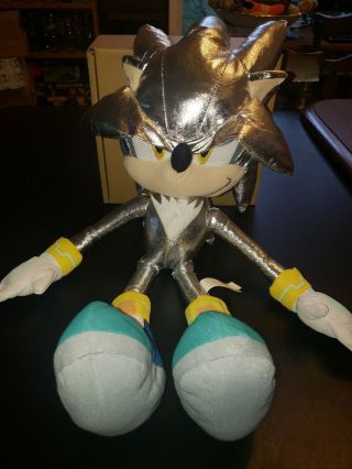 Sonic The Hedgehog Metallic Silver Plush Doll Toy 22 " 2009 Kellytoy
