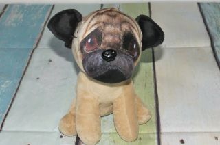 Dandee Puppy Dog Brown Real Pug Stuffed Breed Plush 7 " Mini Soft Toy Hole