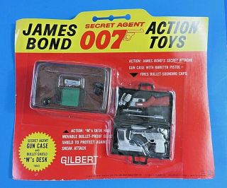 Vtg 1965 James Bond 007 Secret Agent Action Toys Gun Case/bullet Shield