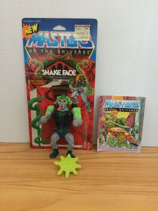 1986 He - Man Masters Of The Universe Snake Face Action Figure Complete Cardback