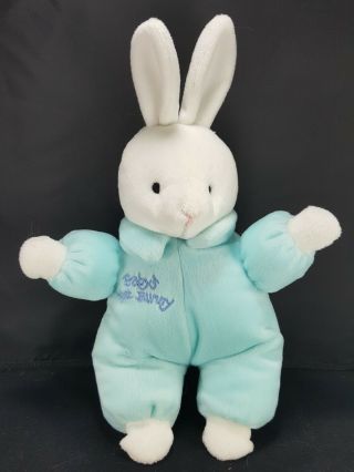Easter Bunny Rabbit Blue White Soft Baby First Bunny Rattle Plush Stuffed Animal