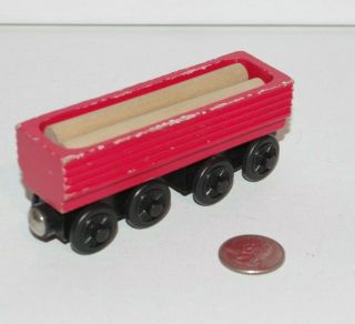 Thomas & Friends Wooden Railway Train Tank Red Sawmill Log Car Ba 1999 W/ Logs