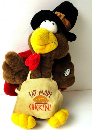 Dan Dee Singing Dancing Turkey Eat More Chicken Thanksgiving Chef Plush Vtg