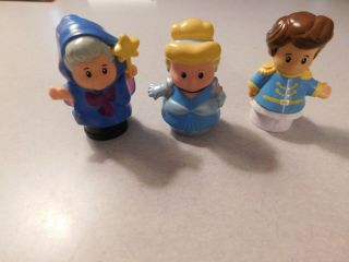 3 Fisher Price Little People Disney Princess Cinderella Prince & Fairy Godmother