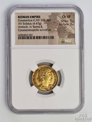 Roman Empire Constantius Ii,  Ad 337 - 361 Av Solidus Ngc Ch Vf Ancient Coin 16070