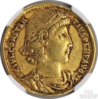 Roman Empire Constantius II,  AD 337 - 361 AV Solidus NGC Ch VF Ancient Coin 16070 2