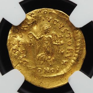Anastasius,  AD 491 - 518,  Gold Tremissis,  NGC AU 2