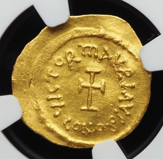 Maurice Tiberius Gold Tremissis,  Ad 582 - 602,  Ngc Au