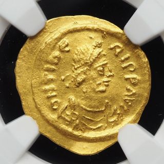 Maurice Tiberius Gold Tremissis,  AD 582 - 602,  NGC AU 2