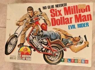 Vintage Toltoys Box 1975 Six Million Dollar Man Model Kit Evil Rider