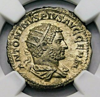 Ngc Xf.  Caracalla.  Stunning Denarius.  Brother Of Geta.  Roman Silver Coin.