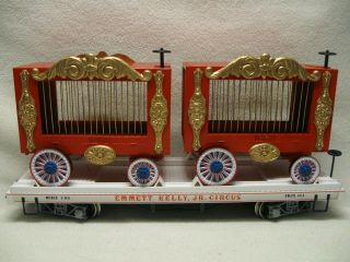 Bachmann Emmett Kelly,  Jr.  Circus Flat Car With Animal Transport Cart Cages Guc
