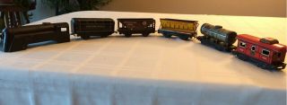 Marx Vintage Tin Toy Train Locomotive And 5 Cars 1940 