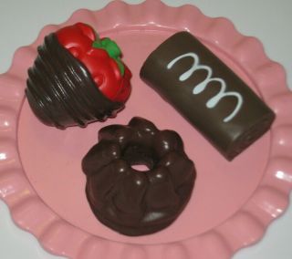 Fake Play Food Snack Cake Chocolate Dipped Strawberry Mousse Rubber Props Mtc