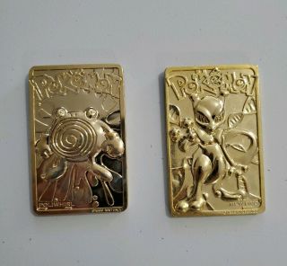 Burger King Nintendo Pokemon Gold Cards Mewtwo And Poliwhirl