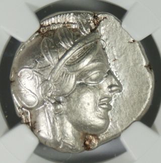Ancient Attica Athens 440 - 404 BC Athena Owl Tetradrachm Silver Coin NGC CH XF 2