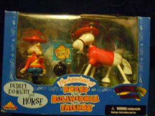 Rocky And Bullwinkle Action Figure Set Dudley Do Right And Horse 1998