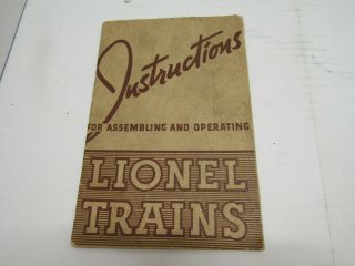 Vintage Lionel Trains Instruction Book For Assembly And Operation Form