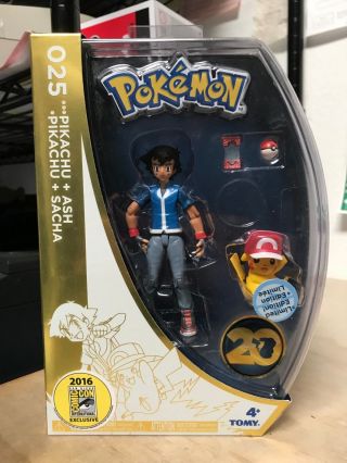 Pokemon Ash Pikachu 2016 Sdcc Comic Con Exclusive Tomy Action Figure In Hand