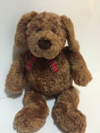 Teddy Bear Puppy Dog Stuffed Plush Brown Plaid Bow Toys For Target By Gund 18 "